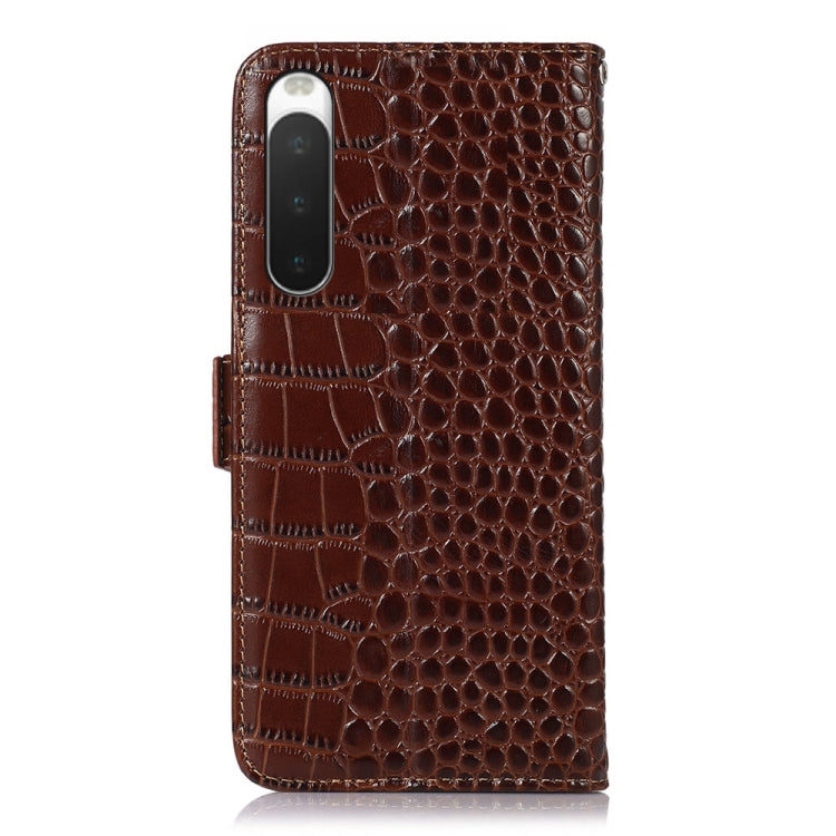 For Sony Xperia 10 IV Crocodile Top Layer Cowhide Leather Phone Case(Brown) - Sony Cases by PMC TechLife | Online Shopping South Africa | PMC TechLife | Buy Now Pay Later Mobicred