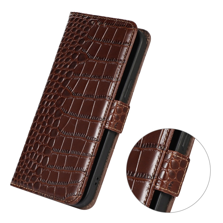 For Sony Xperia 10 IV Crocodile Top Layer Cowhide Leather Phone Case(Brown) - Sony Cases by PMC TechLife | Online Shopping South Africa | PMC TechLife | Buy Now Pay Later Mobicred