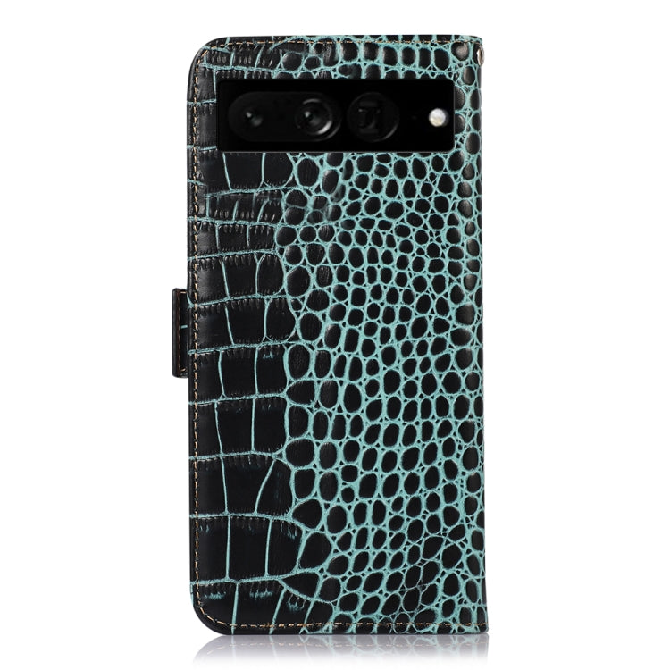For Google Pixel 7 Pro 5G Crocodile Top Layer Cowhide Leather Phone Case(Green) - free shipping - PMC TechLife - Order now!