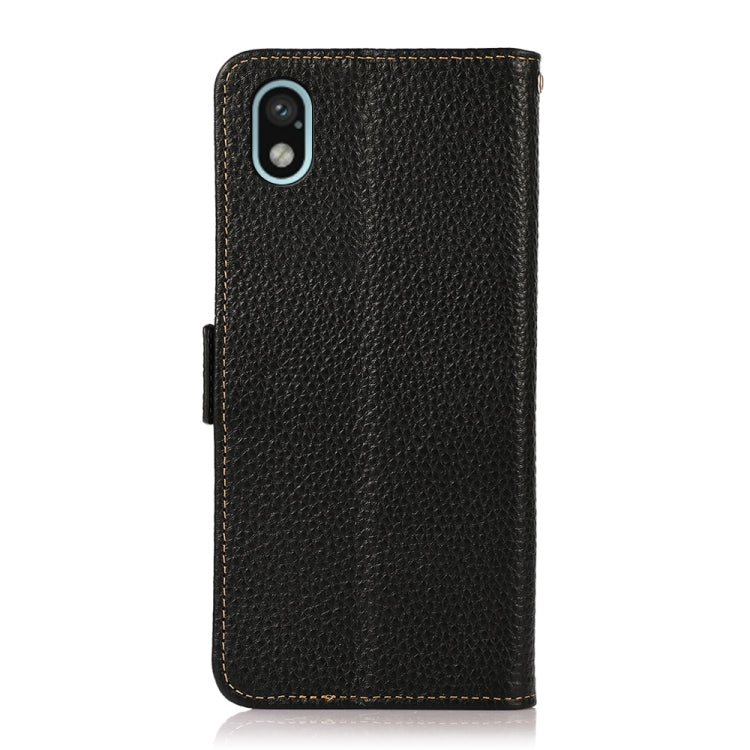 For Sony Xperia Ace III KHAZNEH Side-Magnetic Litchi Genuine Leather RFID Phone Case(Black) - Sony Cases by PMC TechLife | Online Shopping South Africa | PMC TechLife | Buy Now Pay Later Mobicred