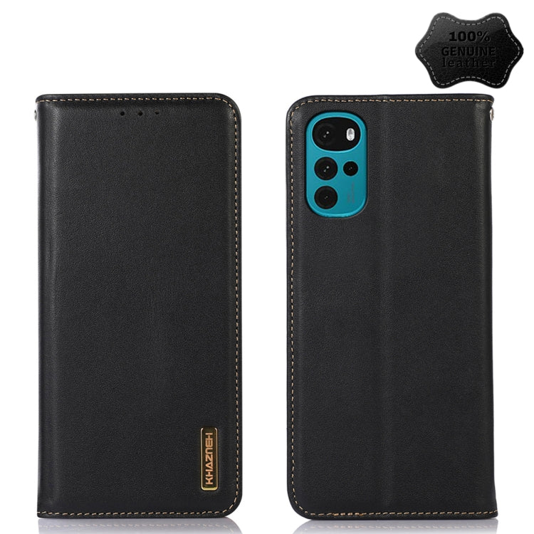 For Motorola Moto G22 KHAZNEH Nappa Top Layer Cowhide Leather Phone Case(Black) - Motorola Cases by PMC TechLife | Online Shopping South Africa | PMC TechLife | Buy Now Pay Later Mobicred