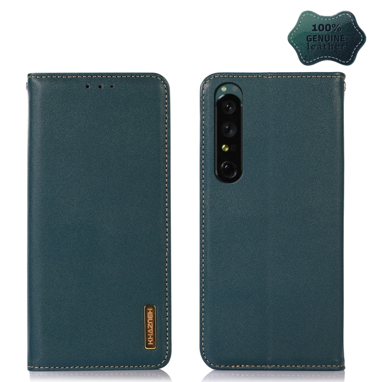 For Sony Xperia 1 IV KHAZNEH Nappa Top Layer Cowhide Leather Phone Case(Green) - Sony Cases by PMC TechLife | Online Shopping South Africa | PMC TechLife | Buy Now Pay Later Mobicred