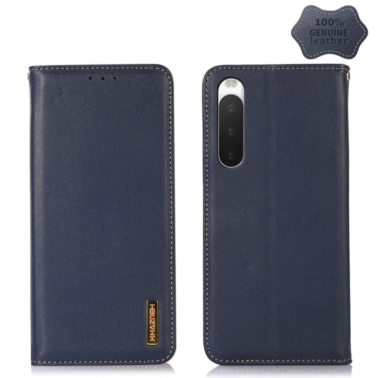For Sony Xperia 10 IV KHAZNEH Nappa Top Layer Cowhide Leather Phone Case(Blue) - Sony Cases by PMC TechLife | Online Shopping South Africa | PMC TechLife | Buy Now Pay Later Mobicred