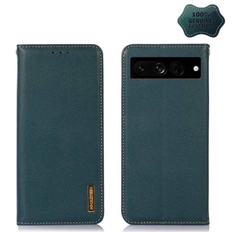 For Google Pixel 7 Pro 5G KHAZNEH Nappa Top Layer Cowhide Leather Phone Case(Green) - Google Cases by PMC TechLife | Online Shopping South Africa | PMC TechLife | Buy Now Pay Later Mobicred