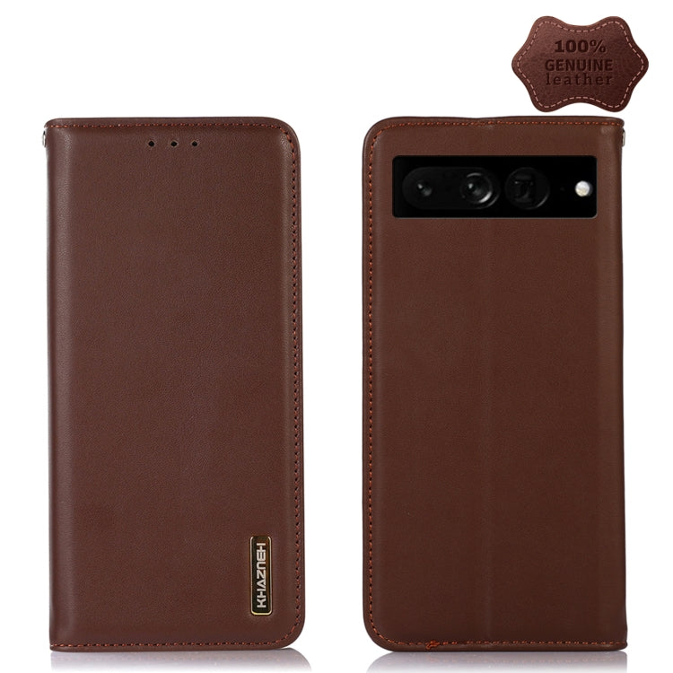 For Google Pixel 7 Pro 5G KHAZNEH Nappa Top Layer Cowhide Leather Phone Case(Brown) - Google Cases by PMC TechLife | Online Shopping South Africa | PMC TechLife | Buy Now Pay Later Mobicred