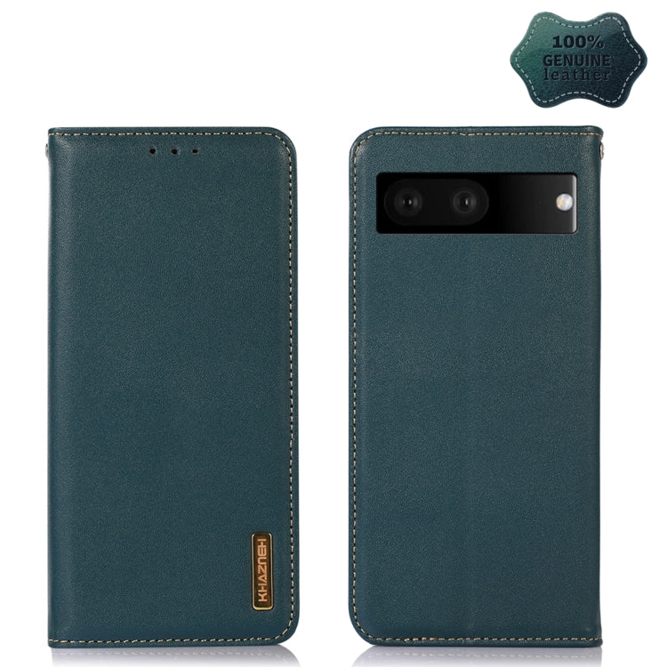 For Google Pixel 7 5G KHAZNEH Nappa Top Layer Cowhide Leather Phone Case(Green) - Google Cases by PMC TechLife | Online Shopping South Africa | PMC TechLife | Buy Now Pay Later Mobicred