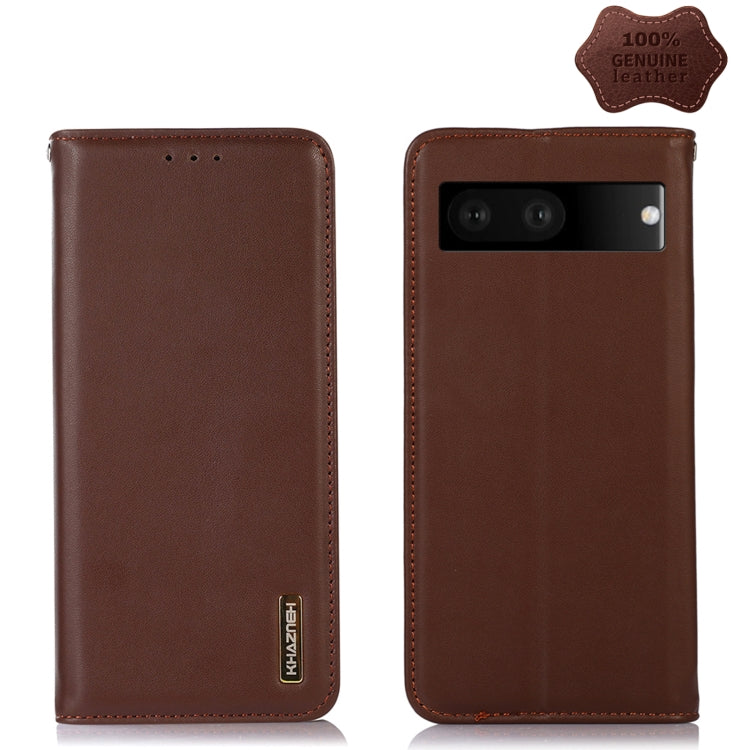 For Google Pixel 7 5G KHAZNEH Nappa Top Layer Cowhide Leather Phone Case(Brown) - Google Cases by PMC TechLife | Online Shopping South Africa | PMC TechLife | Buy Now Pay Later Mobicred