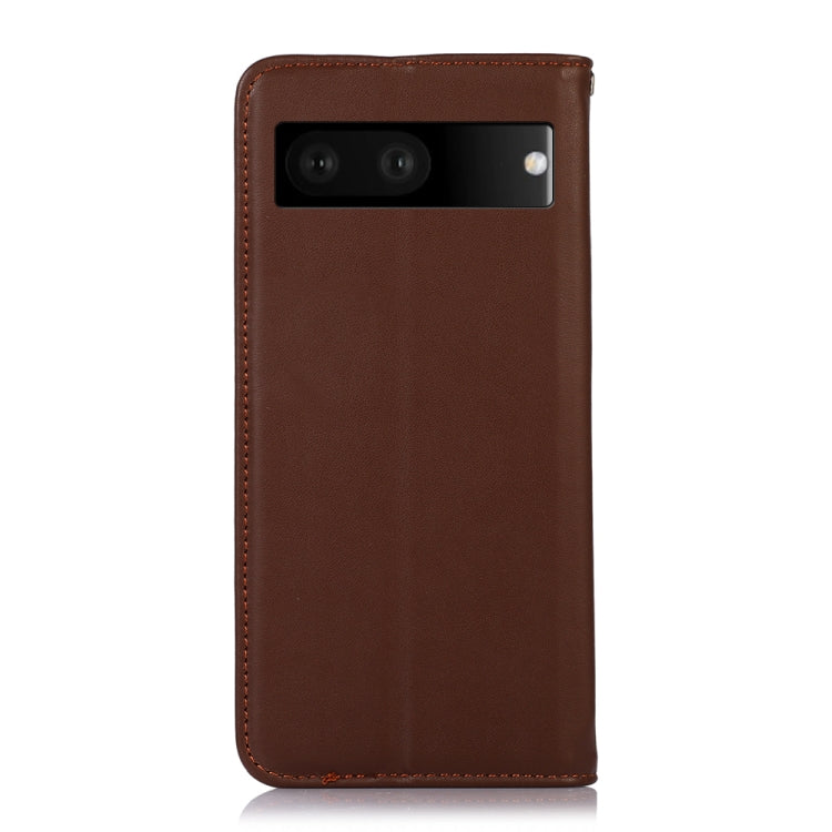 For Google Pixel 7 5G KHAZNEH Nappa Top Layer Cowhide Leather Phone Case(Brown) - Google Cases by PMC TechLife | Online Shopping South Africa | PMC TechLife | Buy Now Pay Later Mobicred
