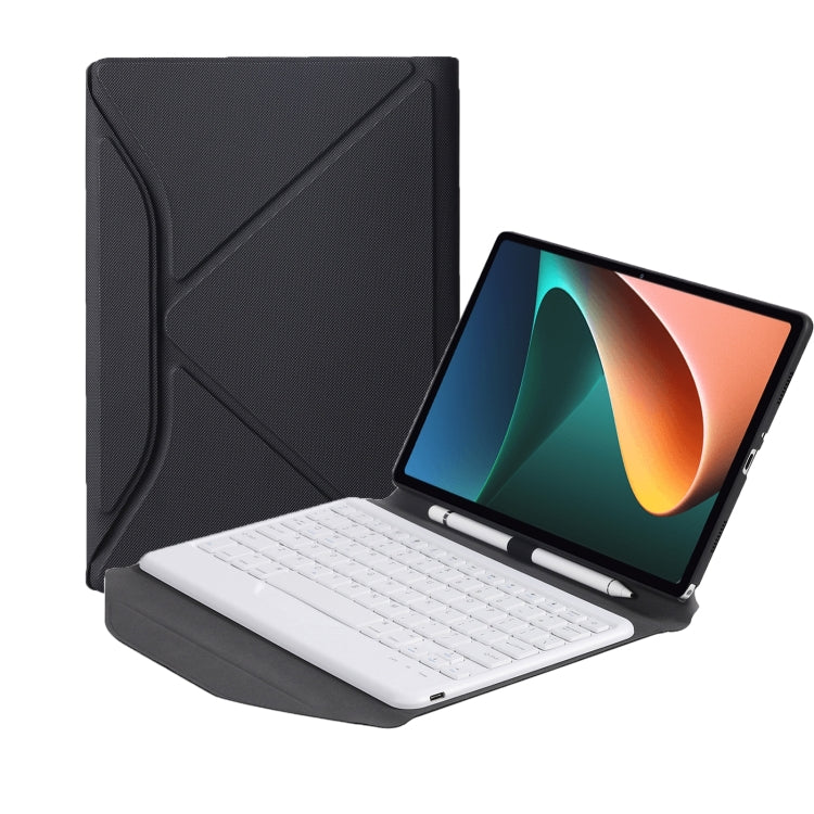 B0N5 Diamond Texture Bluetooth Keyboard Leather Case with Triangle Back Support For Xiaomi Pad 5 / 5 Pro(Black + White) - Others Keyboard by PMC TechLife | Online Shopping South Africa | PMC TechLife