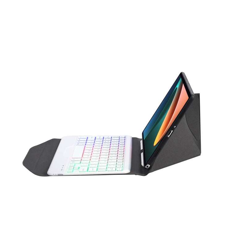B0N5S Backlight Diamond Texture Bluetooth Keyboard Leather Case with Triangle Back Support For Xiaomi Pad 5 / 5 Pro(Black + White) - Others Keyboard by PMC TechLife | Online Shopping South Africa | PMC TechLife