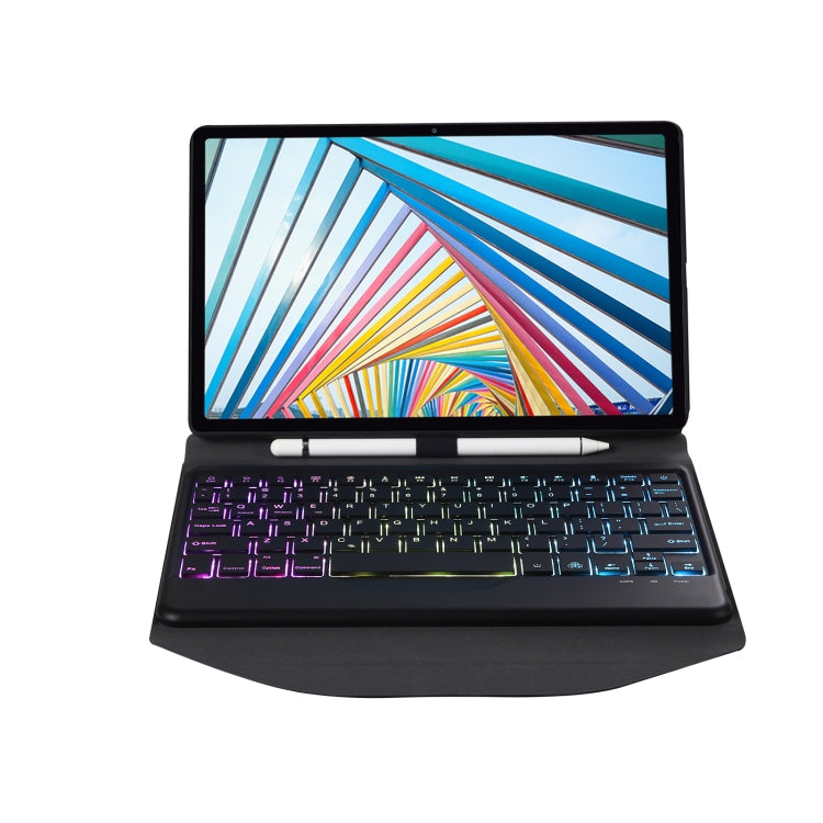 BM20S Backlight Diamond Texture Bluetooth Keyboard Leather Case with Triangle Back Support For Lenovo M10 Plus 10.3 inch TB-X606 / TB-X606F(Black + Black) - Lenovo Keyboard by PMC TechLife | Online Shopping South Africa | PMC TechLife