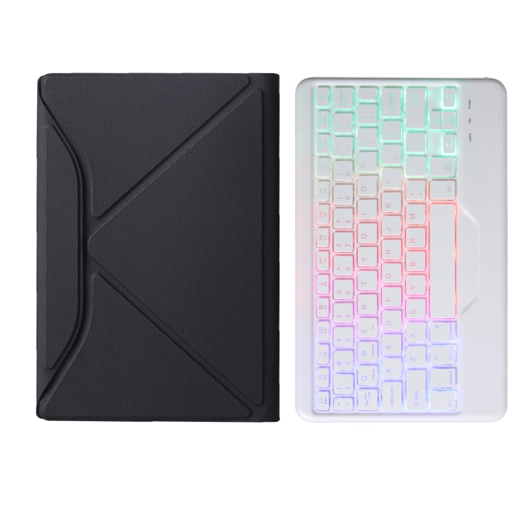 BM20S Backlight Diamond Texture Bluetooth Keyboard Leather Case with Triangle Back Support For Lenovo M10 Plus 10.3 inch TB-X606 / TB-X606F(Black + White) - Lenovo Keyboard by PMC TechLife | Online Shopping South Africa | PMC TechLife