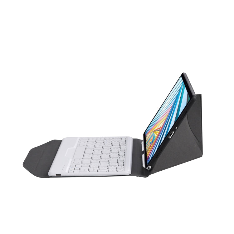 BM20 Diamond Texture Bluetooth Keyboard Leather Case with Triangle Back Support For Lenovo M10 Plus 10.3 inch TB-X606 / TB-X606F(Black + White) - Lenovo Keyboard by PMC TechLife | Online Shopping South Africa | PMC TechLife