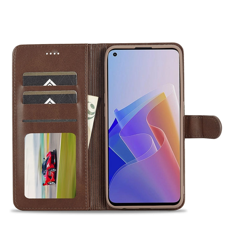 For OPPO A96 5G / Reno7 Z 5G LC.IMEEKE Calf Texture Leather Phone Case(Coffee) - OPPO Cases by LC.IMEEKE | Online Shopping South Africa | PMC TechLife | Buy Now Pay Later Mobicred