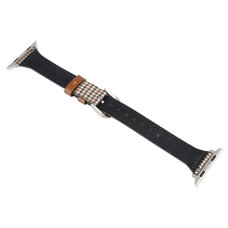 Genuine Leather Watch Band For Apple Watch Series 9&8&7 41mm / SE 3&SE 2&6&SE&5&4 40mm / 3&2&1 38mm(Houndstooth) - Watch Bands by PMC TechLife | Online Shopping South Africa | PMC TechLife | Buy Now Pay Later Mobicred