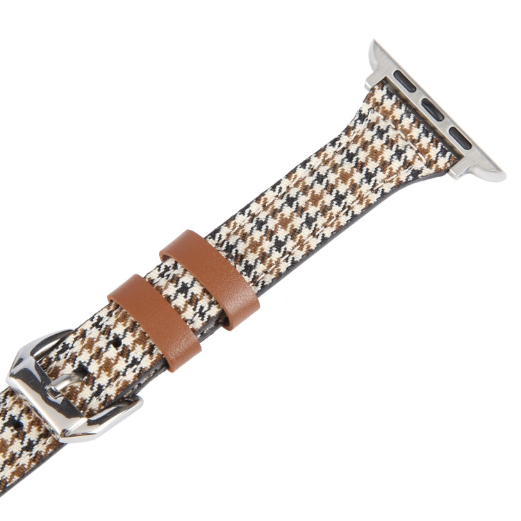 Genuine Leather Watch Band For Apple Watch Series 9&8&7 41mm / SE 3&SE 2&6&SE&5&4 40mm / 3&2&1 38mm(Houndstooth) - Watch Bands by PMC TechLife | Online Shopping South Africa | PMC TechLife | Buy Now Pay Later Mobicred