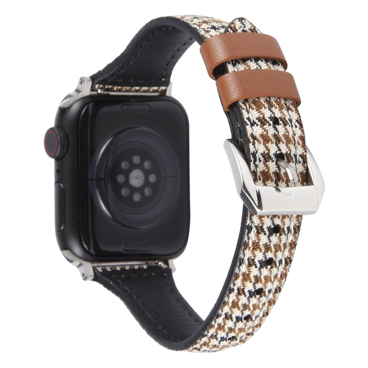 Genuine Leather Watch Band For Apple Watch Series 9&8&7 41mm / SE 3&SE 2&6&SE&5&4 40mm / 3&2&1 38mm(Houndstooth) - Watch Bands by PMC TechLife | Online Shopping South Africa | PMC TechLife | Buy Now Pay Later Mobicred