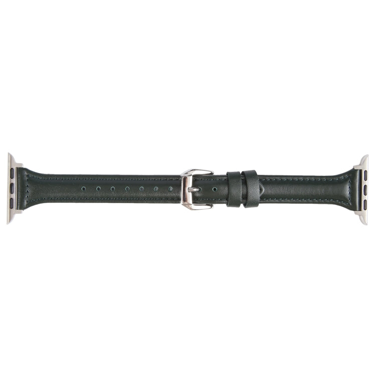 Genuine Leather Watch Band For Apple Watch Ultra 49mm&Watch Ultra 2 49mm / Series 9&8&7 45mm / SE 3&SE 2&6&SE&5&4 44mm / 3&2&1 42mm(Dark Green) - Watch Bands by PMC TechLife | Online Shopping South Africa | PMC TechLife | Buy Now Pay Later Mobicred