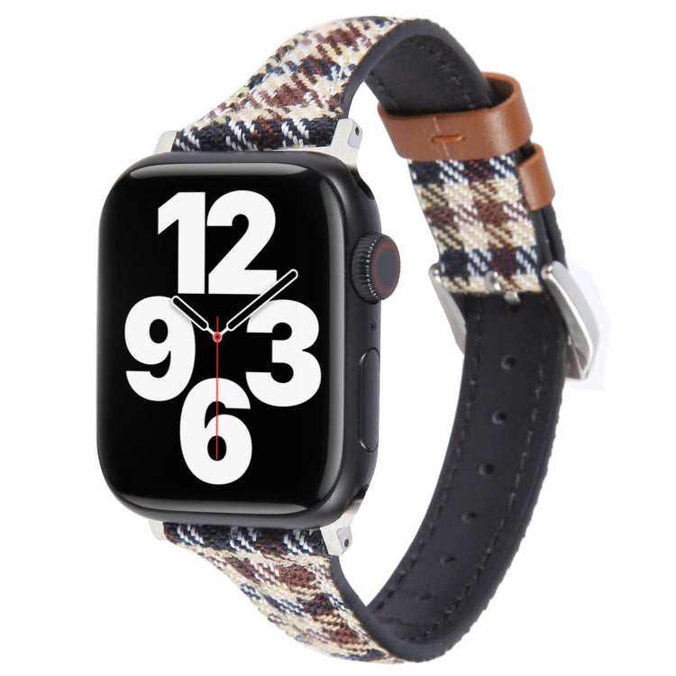 Genuine Leather Watch Band For Apple Watch Ultra 49mm&Watch Ultra 2 49mm / Series 9&8&7 45mm / SE 3&SE 2&6&SE&5&4 44mm / 3&2&1 42mm(Plaid) - Watch Bands by PMC TechLife | Online Shopping South Africa | PMC TechLife | Buy Now Pay Later Mobicred
