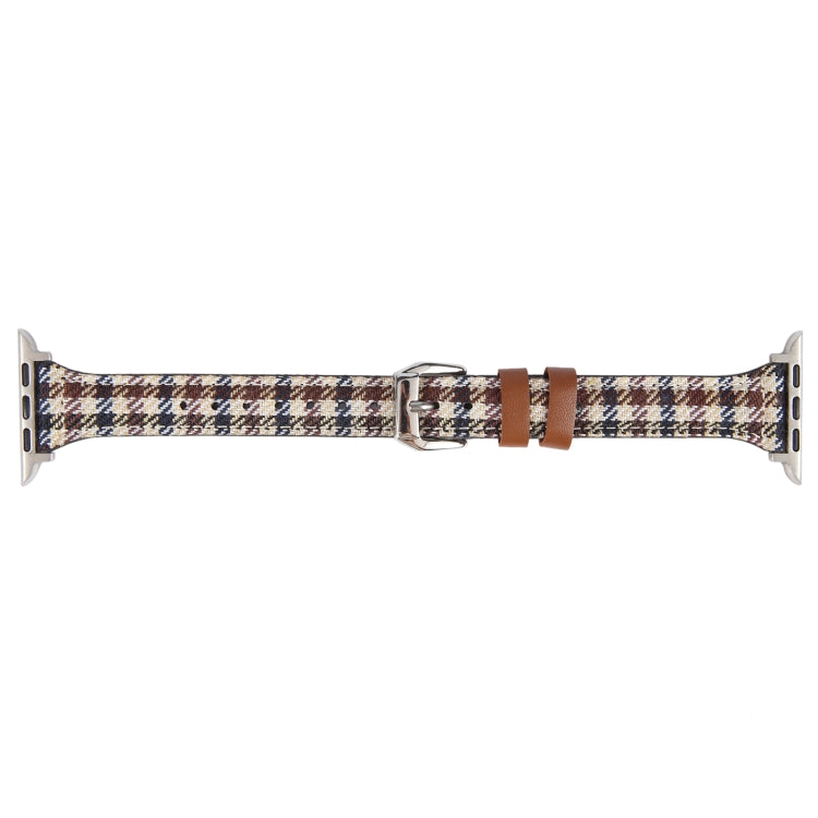 Genuine Leather Watch Band For Apple Watch Ultra 49mm&Watch Ultra 2 49mm / Series 9&8&7 45mm / SE 3&SE 2&6&SE&5&4 44mm / 3&2&1 42mm(Plaid) - Watch Bands by PMC TechLife | Online Shopping South Africa | PMC TechLife | Buy Now Pay Later Mobicred