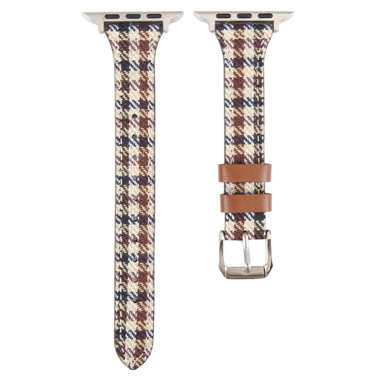 Genuine Leather Watch Band For Apple Watch Ultra 49mm&Watch Ultra 2 49mm / Series 9&8&7 45mm / SE 3&SE 2&6&SE&5&4 44mm / 3&2&1 42mm(Plaid) - Watch Bands by PMC TechLife | Online Shopping South Africa | PMC TechLife | Buy Now Pay Later Mobicred