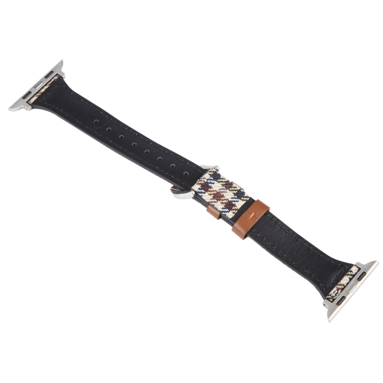 Genuine Leather Watch Band For Apple Watch Ultra 49mm&Watch Ultra 2 49mm / Series 9&8&7 45mm / SE 3&SE 2&6&SE&5&4 44mm / 3&2&1 42mm(Plaid) - Watch Bands by PMC TechLife | Online Shopping South Africa | PMC TechLife | Buy Now Pay Later Mobicred