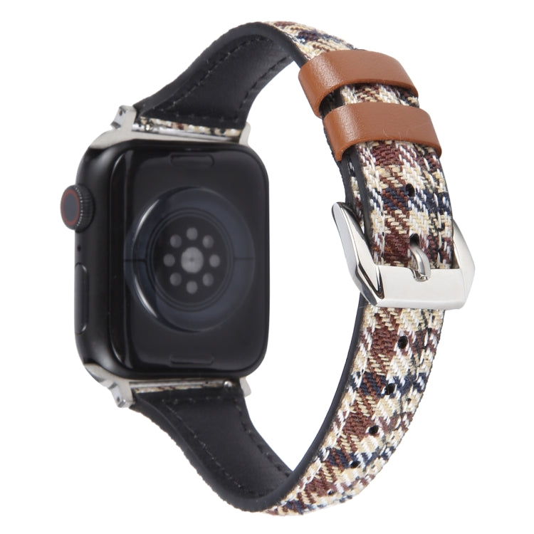 Genuine Leather Watch Band For Apple Watch Ultra 49mm&Watch Ultra 2 49mm / Series 9&8&7 45mm / SE 3&SE 2&6&SE&5&4 44mm / 3&2&1 42mm(Plaid) - Watch Bands by PMC TechLife | Online Shopping South Africa | PMC TechLife | Buy Now Pay Later Mobicred