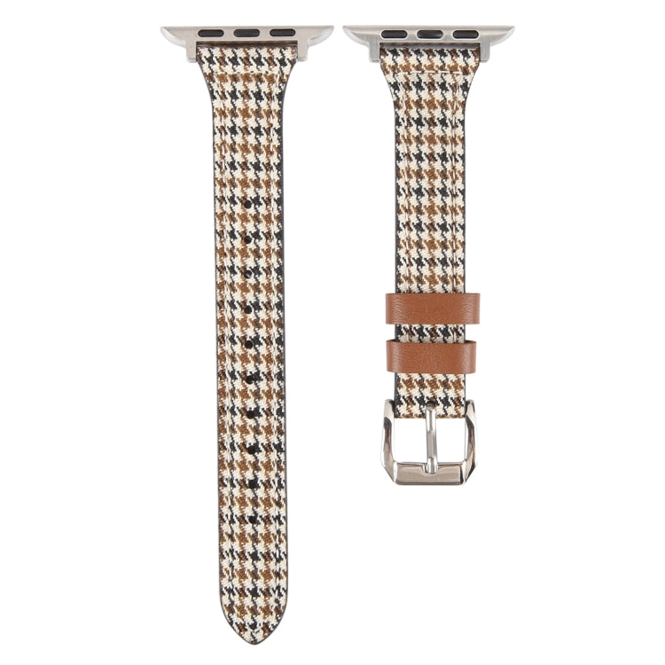 Genuine Leather Watch Band For Apple Watch Ultra 49mm&Watch Ultra 2 49mm / Series 9&8&7 45mm / SE 3&SE 2&6&SE&5&4 44mm / 3&2&1 42mm(Houndstooth) - Watch Bands by PMC TechLife | Online Shopping South Africa | PMC TechLife | Buy Now Pay Later Mobicred