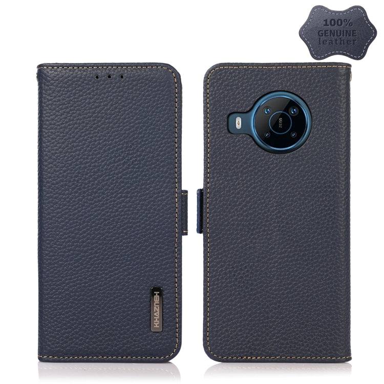 For Nokia X100 KHAZNEH Side-Magnetic Litchi Genuine Leather RFID Phone Case(Blue) - Nokia Cases by PMC TechLife | Online Shopping South Africa | PMC TechLife | Buy Now Pay Later Mobicred