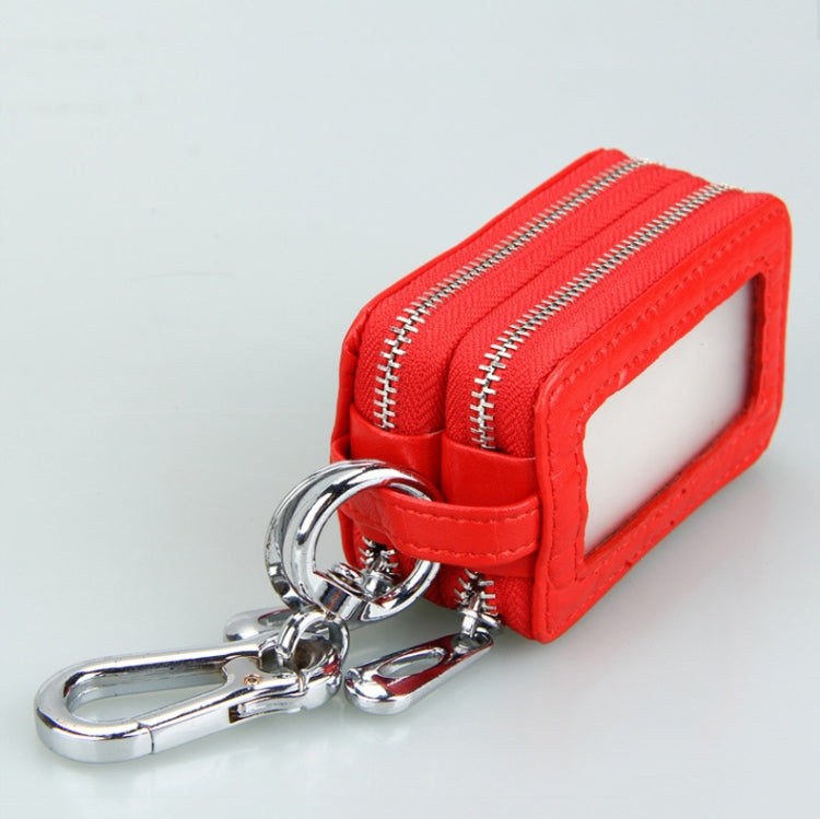 9075 Universal Crocodile Texture Genuine Leather Double Zipper Car Key Case(Red) - Car Key Cases by PMC Jewellery | Online Shopping South Africa | PMC Jewellery | Buy Now Pay Later Mobicred