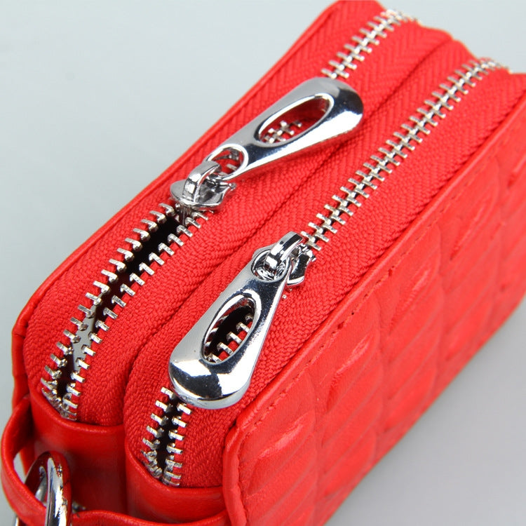 9075 Universal Crocodile Texture Genuine Leather Double Zipper Car Key Case(Red) - Car Key Cases by PMC Jewellery | Online Shopping South Africa | PMC Jewellery | Buy Now Pay Later Mobicred
