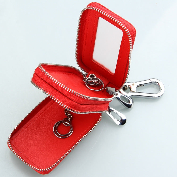 9075 Universal Crocodile Texture Genuine Leather Double Zipper Car Key Case(Red) - Car Key Cases by PMC Jewellery | Online Shopping South Africa | PMC Jewellery | Buy Now Pay Later Mobicred