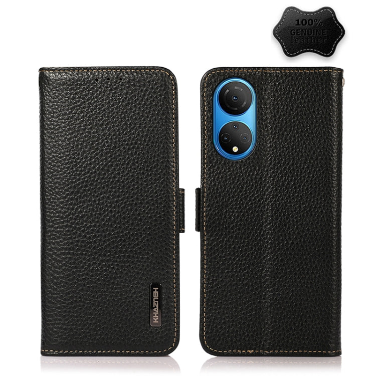 For Honor X7 / Play 30 Plus KHAZNEH Side-Magnetic Litchi Genuine Leather RFID Phone Case(Black) - Honor Cases by PMC TechLife | Online Shopping South Africa | PMC TechLife | Buy Now Pay Later Mobicred
