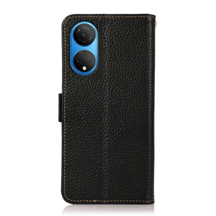 For Honor X7 / Play 30 Plus KHAZNEH Side-Magnetic Litchi Genuine Leather RFID Phone Case(Black) - Honor Cases by PMC TechLife | Online Shopping South Africa | PMC TechLife | Buy Now Pay Later Mobicred