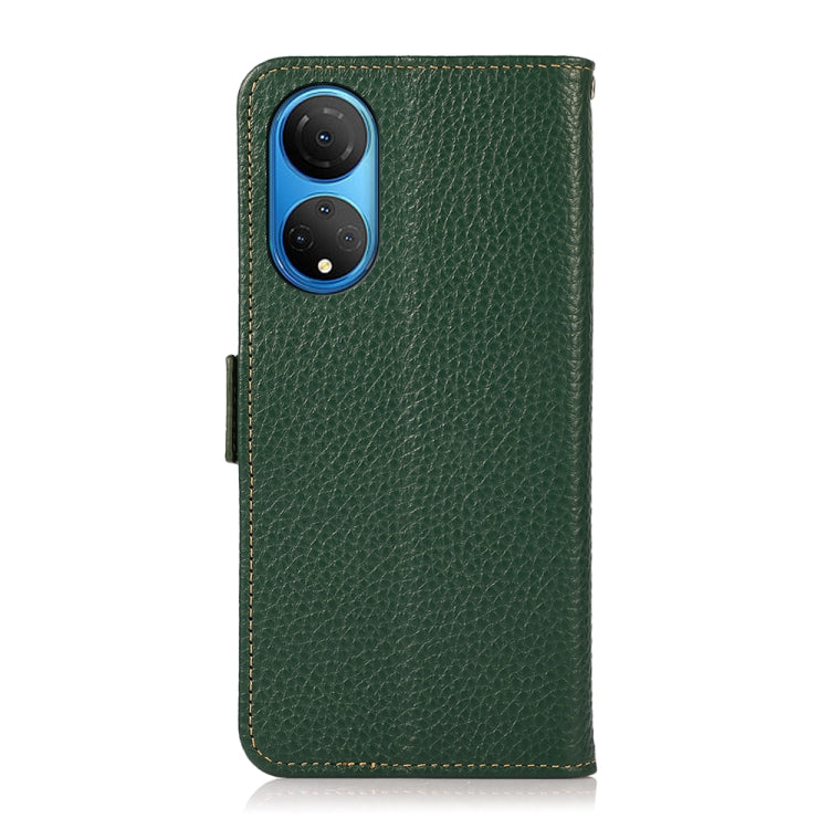For Honor X7 / Play 30 Plus KHAZNEH Side-Magnetic Litchi Genuine Leather RFID Phone Case(Green) - Honor Cases by PMC TechLife | Online Shopping South Africa | PMC TechLife | Buy Now Pay Later Mobicred