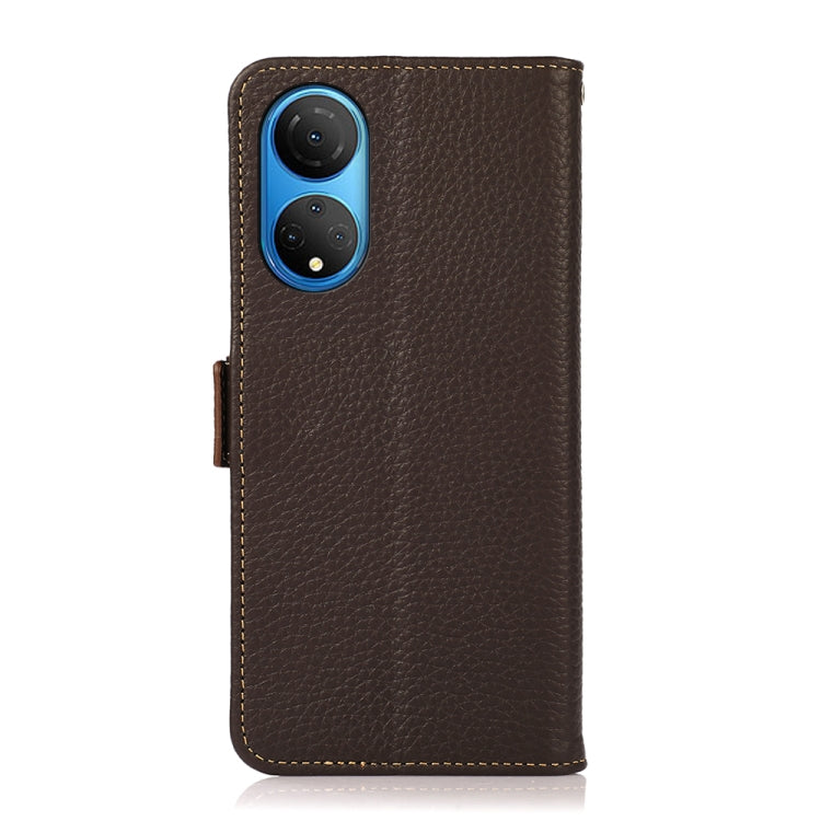 For Honor X7 / Play 30 Plus KHAZNEH Side-Magnetic Litchi Genuine Leather RFID Phone Case(Brown) - Honor Cases by PMC TechLife | Online Shopping South Africa | PMC TechLife | Buy Now Pay Later Mobicred
