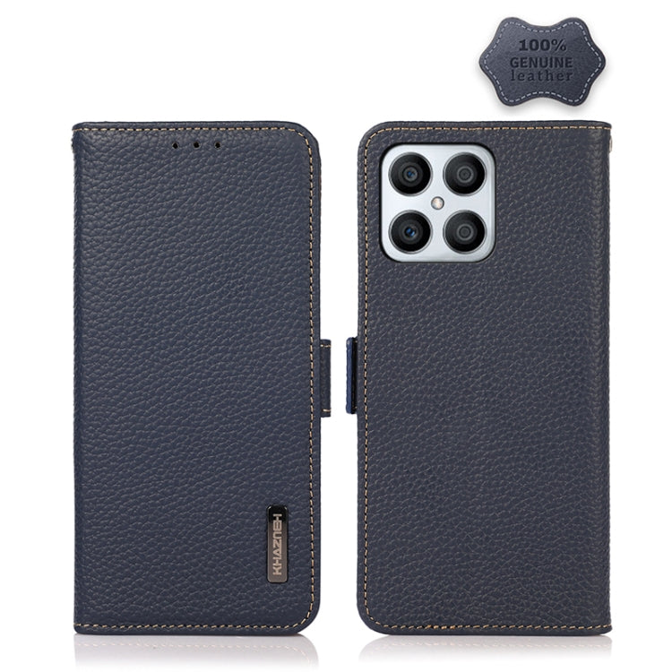 For Honor X30i / Play6T Pro / X8 KHAZNEH Side-Magnetic Litchi Genuine Leather RFID Phone Case(Blue) - Honor Cases by PMC TechLife | Online Shopping South Africa | PMC TechLife | Buy Now Pay Later Mobicred