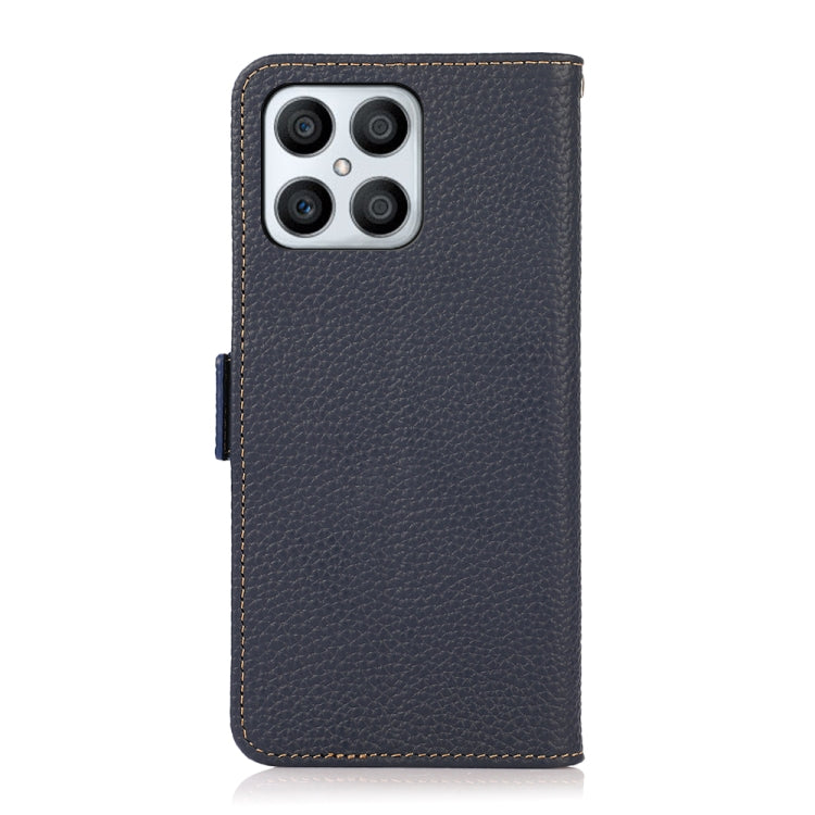 For Honor X30i / Play6T Pro / X8 KHAZNEH Side-Magnetic Litchi Genuine Leather RFID Phone Case(Blue) - Honor Cases by PMC TechLife | Online Shopping South Africa | PMC TechLife | Buy Now Pay Later Mobicred