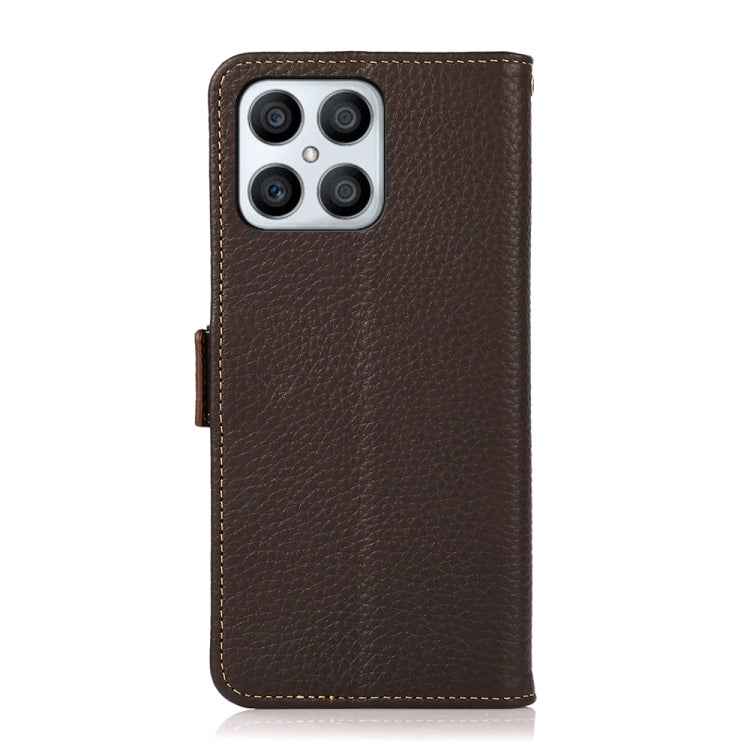 For Honor X30i / Play6T Pro / X8 KHAZNEH Side-Magnetic Litchi Genuine Leather RFID Phone Case(Brown) - Honor Cases by PMC TechLife | Online Shopping South Africa | PMC TechLife | Buy Now Pay Later Mobicred