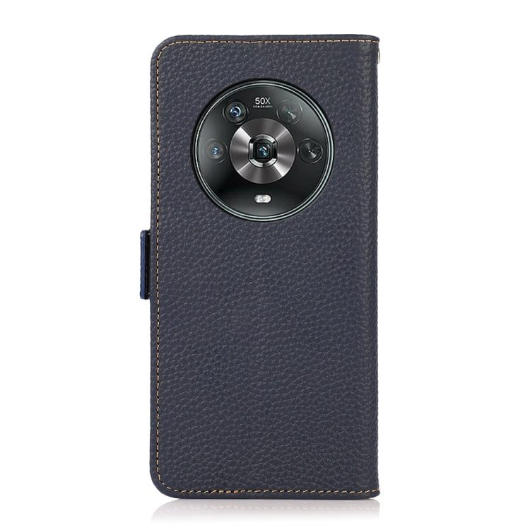 For Honor Magic 4 KHAZNEH Side-Magnetic Litchi Genuine Leather RFID Phone Case(Blue) - Honor Cases by PMC TechLife | Online Shopping South Africa | PMC TechLife | Buy Now Pay Later Mobicred