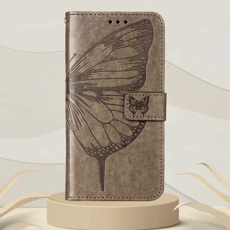 For OPPO Reno7 5G Global/Find X5 Lite Embossed Butterfly Leather Phone Case(Grey) - OPPO Cases by PMC TechLife | Online Shopping South Africa | PMC TechLife | Buy Now Pay Later Mobicred