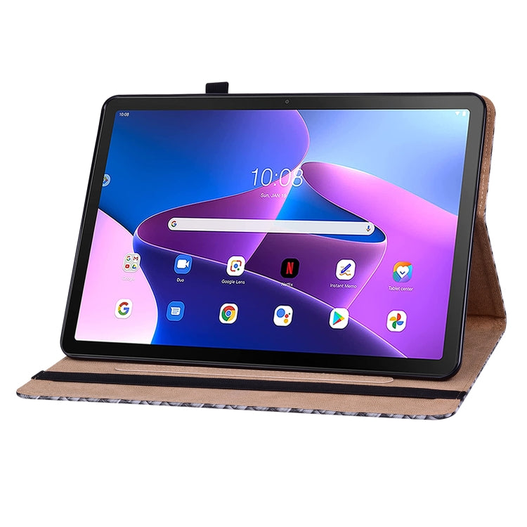 For Lenovo Tab M10 Plus 10.6 3rd Gen. Color Weave Leather Tablet Case with Holder(Black) - Lenovo by PMC TechLife | Online Shopping South Africa | PMC TechLife | Buy Now Pay Later Mobicred