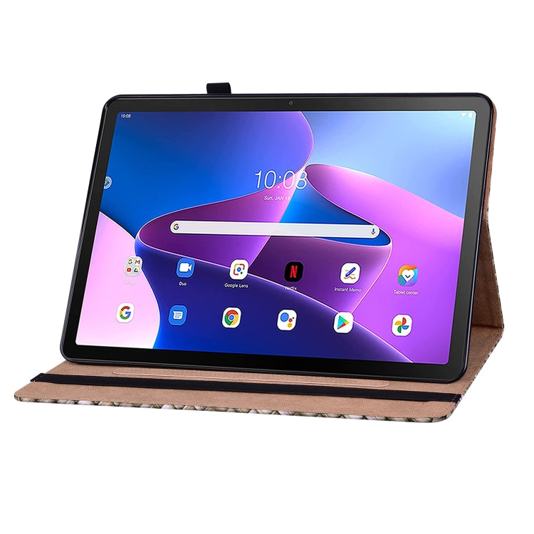 For Lenovo Tab M10 Plus 10.6 3rd Gen. Color Weave Leather Tablet Case with Holder(Brown) - Lenovo by PMC TechLife | Online Shopping South Africa | PMC TechLife | Buy Now Pay Later Mobicred
