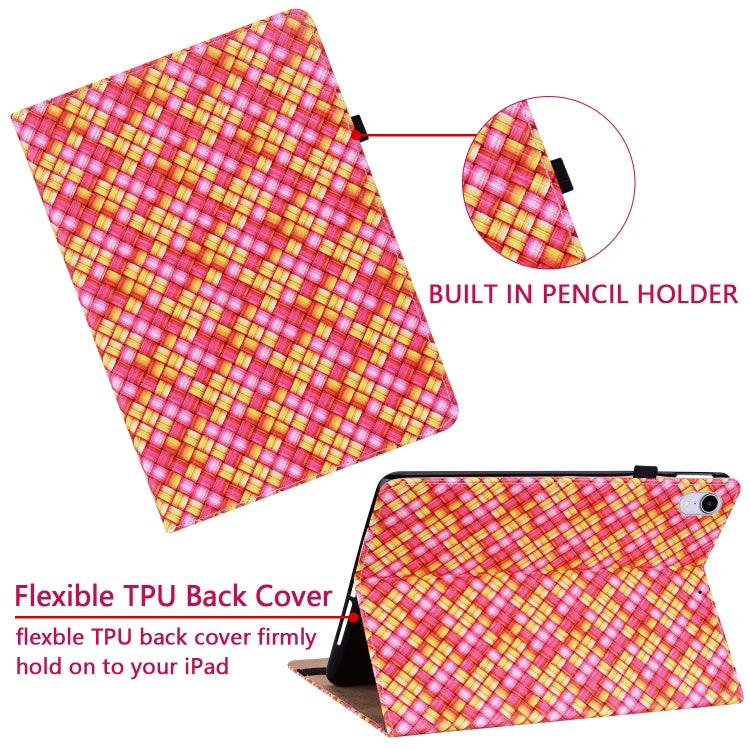 For Lenovo Tab M10 Plus 10.6 3rd Gen. Color Weave Leather Tablet Case with Holder(Rose Red) - Lenovo by PMC TechLife | Online Shopping South Africa | PMC TechLife | Buy Now Pay Later Mobicred