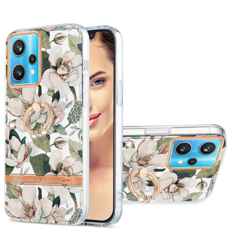For OPPO Realme 9 Pro+ 5G Ring IMD Flowers TPU Phone Case(Green Gardenia) - Realme Cases by PMC TechLife | Online Shopping South Africa | PMC TechLife | Buy Now Pay Later Mobicred