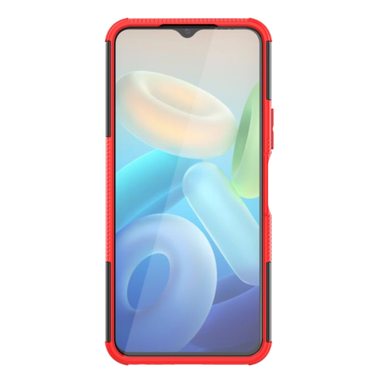 For vivo Y75 / Y55 / T1 5G Tire Texture TPU + PC Phone Case with Holder(Red) - vivo Cases by PMC TechLife | Online Shopping South Africa | PMC TechLife | Buy Now Pay Later Mobicred