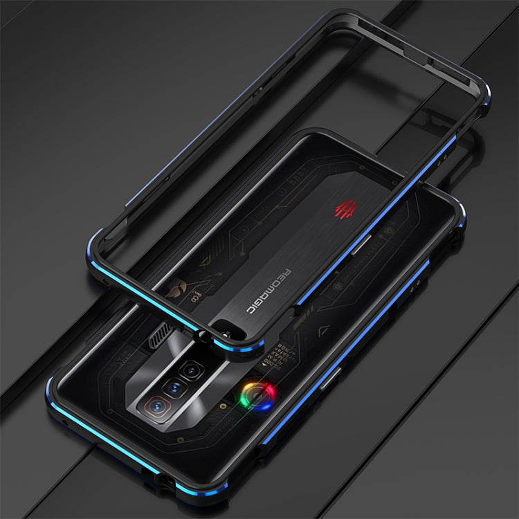For ZTE nubia Red Magic 7 Aurora Series Metal Frame Phone Case(Black Blue) - ZTE Cases by PMC TechLife | Online Shopping South Africa | PMC TechLife | Buy Now Pay Later Mobicred