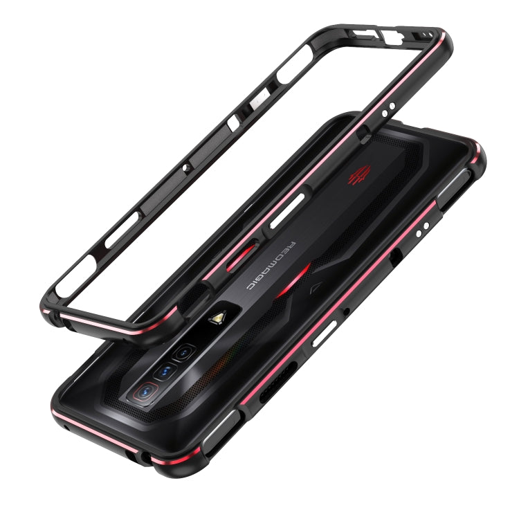 For ZTE nubia Red Magic 7 Pro Aurora Series Metal Frame Phone Case(Black Red) - ZTE Cases by PMC TechLife | Online Shopping South Africa | PMC TechLife | Buy Now Pay Later Mobicred
