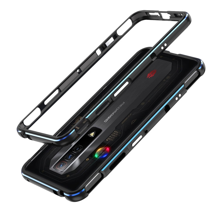 For ZTE nubia Red Magic 7 Pro Aurora Series Metal Frame Phone Case(Black Blue) - ZTE Cases by PMC TechLife | Online Shopping South Africa | PMC TechLife | Buy Now Pay Later Mobicred