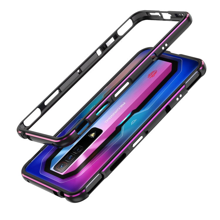 For ZTE nubia Red Magic 7 Pro Aurora Series Metal Frame Phone Case(Black Purple) - ZTE Cases by PMC TechLife | Online Shopping South Africa | PMC TechLife | Buy Now Pay Later Mobicred